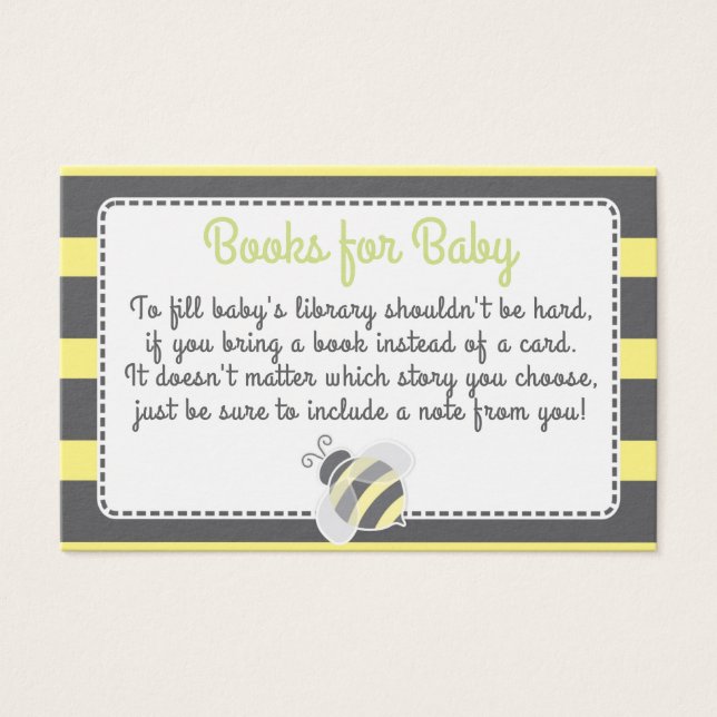 Bumblebee Baby shower Boek Aanvraag Kaart (Voorkant)