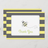 Bumblebee Baby shower Dank je geel en zwart Bedankkaart (Voorkant / Achterkant)