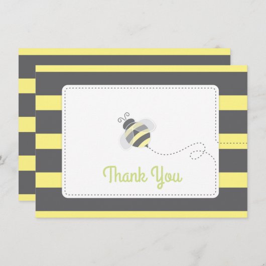 Bumblebee Baby shower Dank je geel en zwart Bedankkaart (Voorkant / Achterkant)