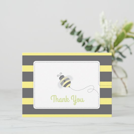 Bumblebee Baby shower Dank je geel en zwart Bedankkaart (Staand voorkant)