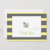 Bumblebee Baby shower Dank je geel en zwart Bedankkaart (Voorkant)