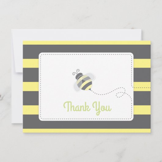 Bumblebee Baby shower Dank je geel en zwart Bedankkaart (Voorkant)
