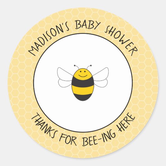 Bumblebee baby shower dank je stickers voor je gun (Voorkant)