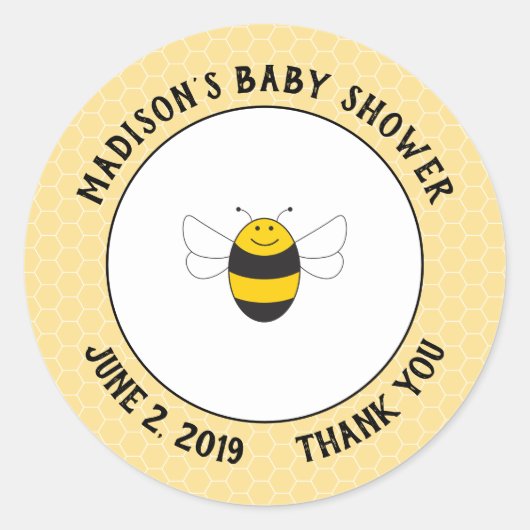 Bumblebee baby shower dank je stickers voor je gun (Voorkant)