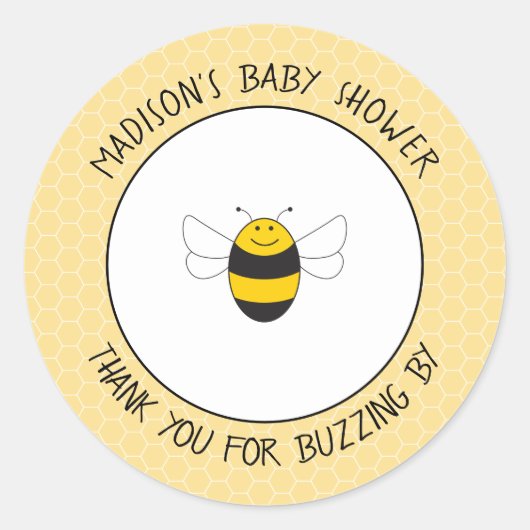 Bumblebee baby shower dank je stickers voor je gun (Voorkant)