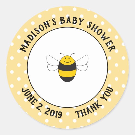 Bumblebee baby shower dank je stickers voor je gun (Voorkant)