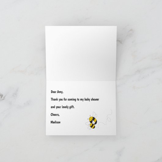 Bumblebee baby shower dank u kaart (Binnen)