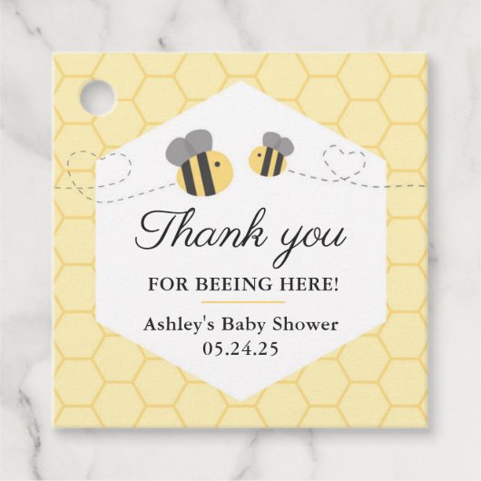 Bumblebee Baby shower Favor Tag Bedankjes Labels (Voorkant)