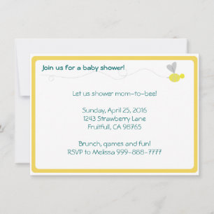 Bumblebee Baby shower gele trim Kaart