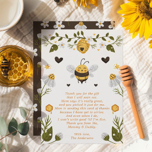 Bumblebee Baby shower Hartelijk dank Bedankkaart