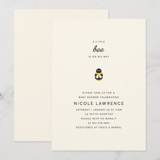 Bumblebee Baby shower Kaart (Voorkant / Achterkant)