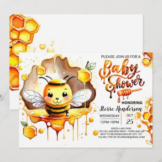 Bumblebee Baby shower Kaart (Voorkant / Achterkant)