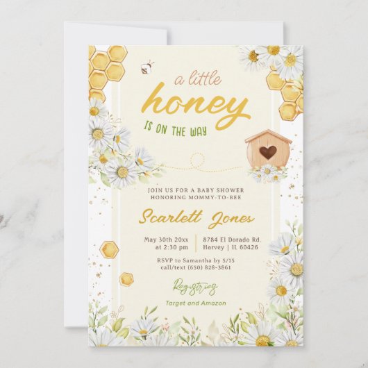 Bumblebee Baby shower Little Honey Sweet Daisy Kaart (Voorkant)