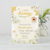 Bumblebee Baby shower Little Honey Sweet Daisy Kaart (Staand voorkant)