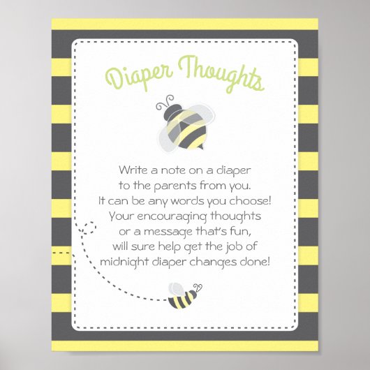 Bumblebee Baby shower met diapluiers Poster (Voorkant)