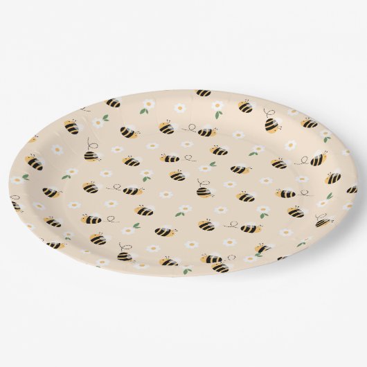 Bumblebee Baby shower Papieren Bordje (Gekanteld)