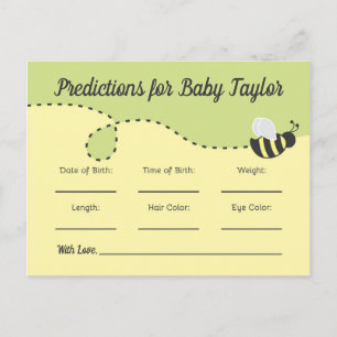 Bumblebee Baby Shower Voorspellingen geel en groen Uitnodiging Briefkaart