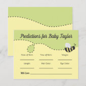 Bumblebee Baby shower Voorspellingen geel en groen Uitnodiging Briefkaart (Voorkant / Achterkant)