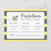 Bumblebee Baby Shower Voorspellingen geel en zwart Uitnodiging Briefkaart (Voorkant)