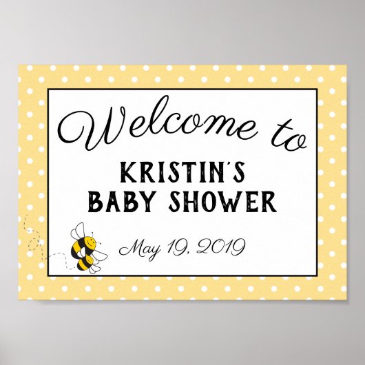 Bumblebee baby shower, welkom poster (Voorkant)