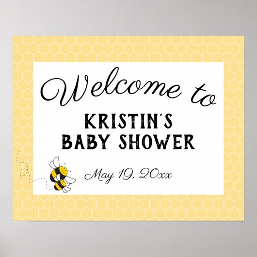 Bumblebee baby shower, welkom poster - groot (Voorkant)