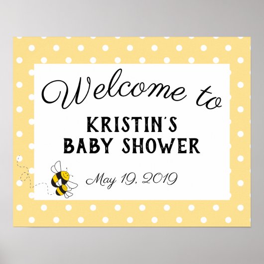 Bumblebee baby shower, welkom poster - groot (Voorkant)