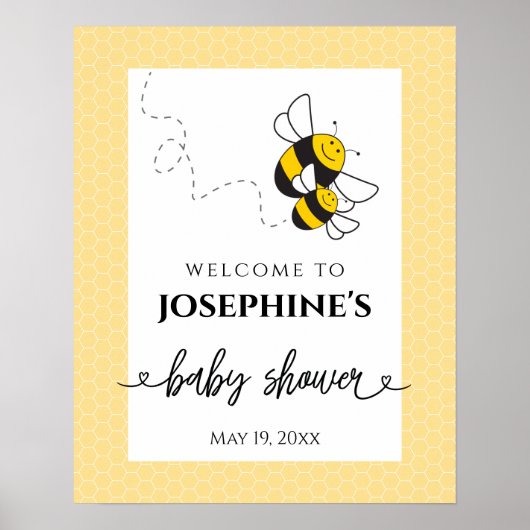 Bumblebee baby shower, welkom poster - groot (Voorkant)