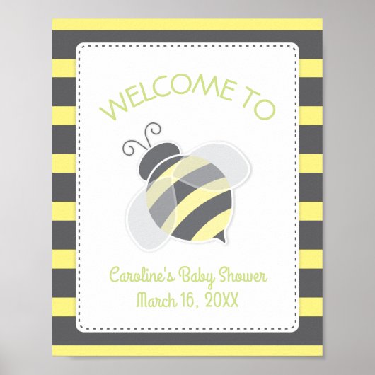 Bumblebee Baby shower Welkomstteken Poster (Voorkant)