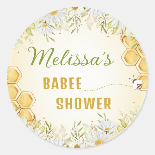 Bumblebee Baby shower Yellow Daisy Wildflower Bee Ronde Sticker (Voorkant)