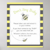 Bumblebee Baby shower Zeg geen Baby-spelcode Poster (Voorkant)