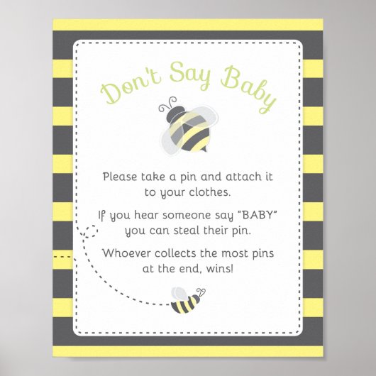 Bumblebee Baby shower Zeg geen Baby-spelcode Poster (Voorkant)