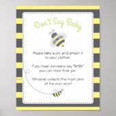 Bumblebee Baby shower Zeg geen Baby-spelcode Poster (Voorkant)
