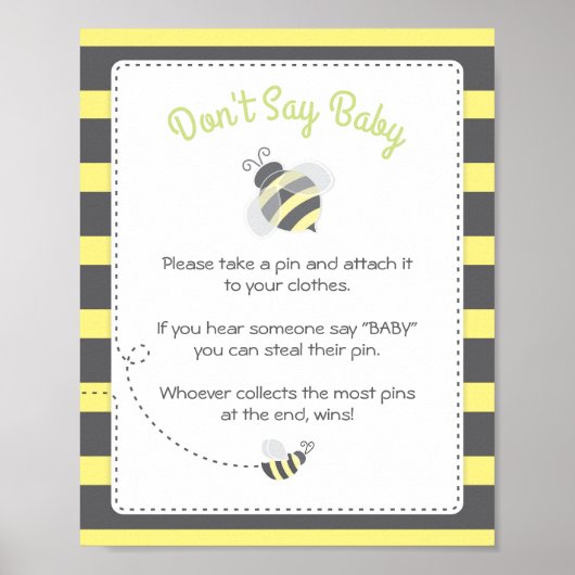 Bumblebee Baby shower Zeg geen Baby-spelcode Poster (Voorkant)