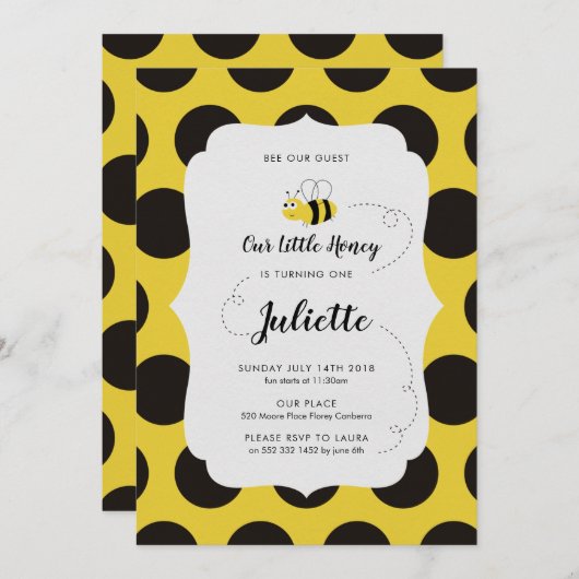 Bumblebee Birthday Party Invitation Kaart (Voorkant / Achterkant)