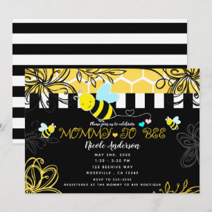 Bumblebee Black & Yellow Baby shower mammie om te  Kaart