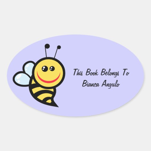 Bumblebee Bookplate Ovale Sticker (Voorkant)