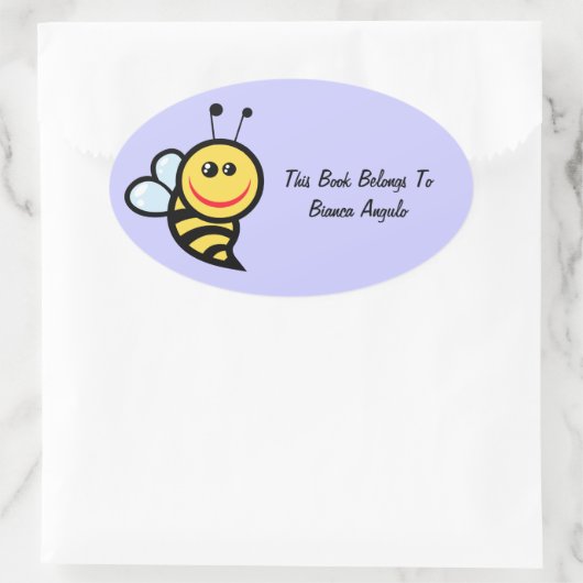 Bumblebee Bookplate Ovale Sticker (Tas)