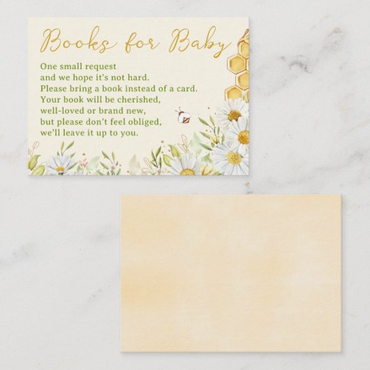 Bumblebee Books for Baby Honeybee Bee Book Request Informatiekaartje (Voorkant / Achterkant)