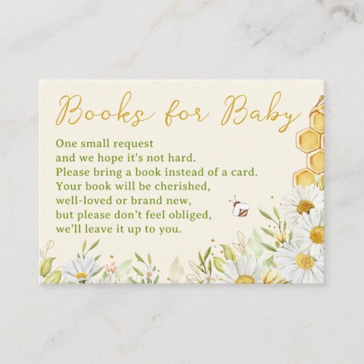 Bumblebee Books for Baby Honeybee Bee Book Request Informatiekaartje (Voorkant)