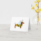 BUMBLEBEE DACHSHUND BLANK WENSKAART KAART (Gele Bloem)