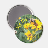 Bumblebee, die een gele bloem bestuift magneet (Voorkant / Achterkant)
