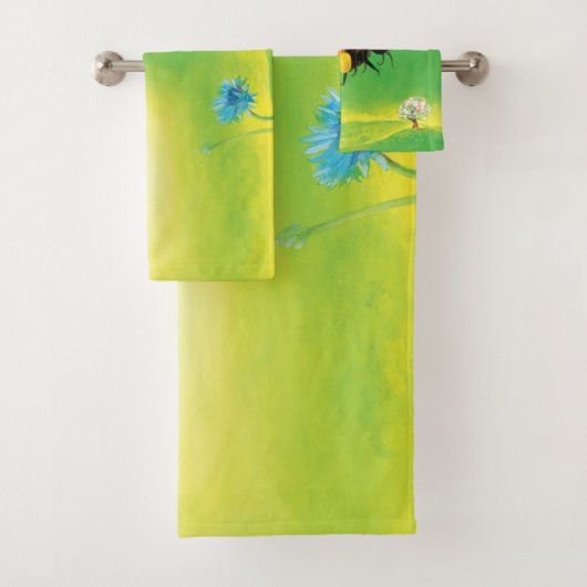 Bumblebee die over de weide vliegt bad handdoek (Insitu)