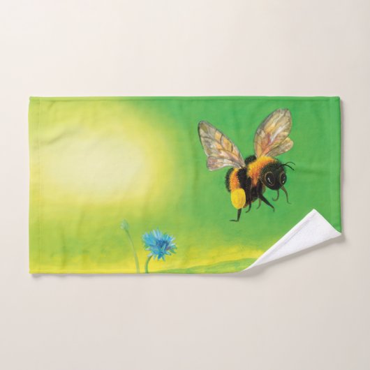 Bumblebee die over de weide vliegt bad handdoek (Handdoek)