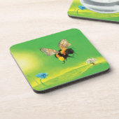 Bumblebee die over de weide vliegt bier onderzetter (Linkerzijde)