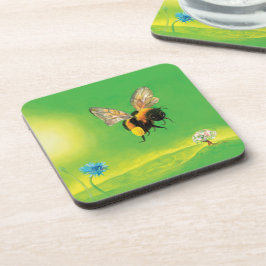 Bumblebee die over de weide vliegt bier onderzetter