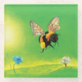 Bumblebee die over de weide vliegt glazen onderzetter (Voorkant)