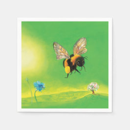 Bumblebee die over de weide vliegt servet