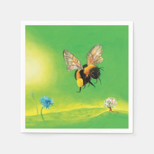 Bumblebee die over de weide vliegt servet (Voorkant)