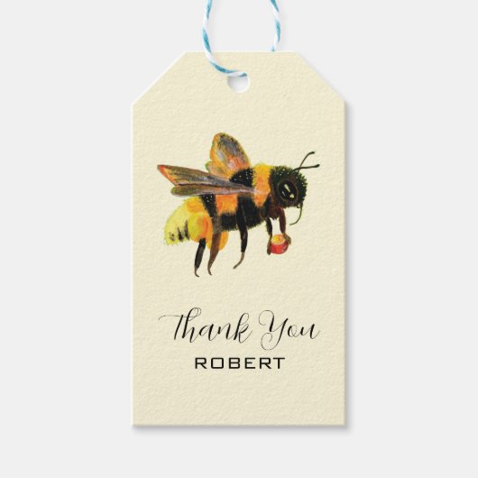 BumbleBee die Pollen draagt - Dank u Douane Naam Cadeaulabel (Voorkant)