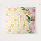 Bumblebee eerste verjaardag roze florale banner wandkleed (Voorkant (horizontaal))